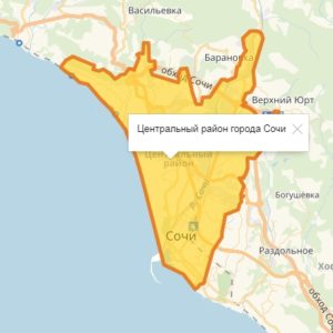 Выделенный район на интерактивной Яндекс Карте
